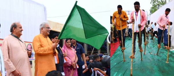 Chief Minister Shri Bhupesh Baghel inaugurates Chhattisgarhia Olympics, distributes sports equipment to athletes