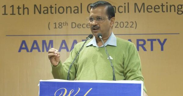 Arvind Kejriwal addresses the 11th National Council Meeting of Aam Aadmi Party