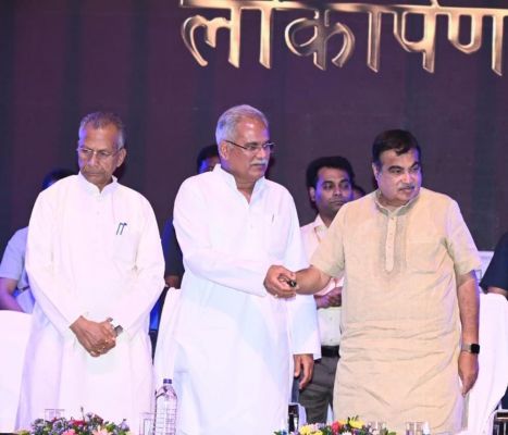 C M  Mr. Baghel and Union Minister Mr. Gadkari inaugurated 33 road projects worth Rs.9240 crores in Chhattisgarh
