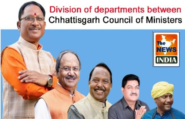  Division of departments between Chhattisgarh Council of Ministers